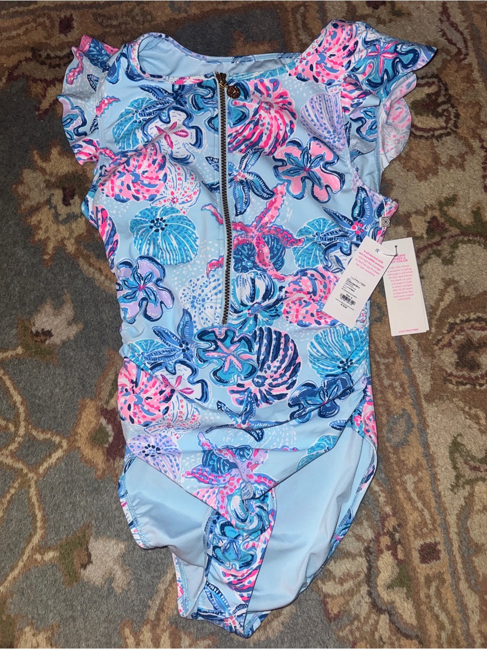 NWT Lilly Pulitzer size 6 Jossette one piece swimsuit Bahamas beachcomber blue